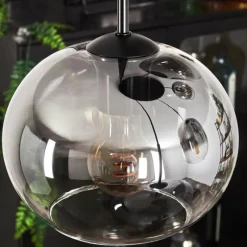 hofstein Suspension - Verre Apedo Clair, Fumé, 5 lumières