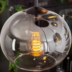 hofstein Suspension - Verre Apedo Clair, Fumé, 5 lumières