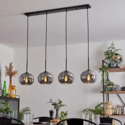 hofstein Suspension - Verre Apedo Fumé, 4 lumières