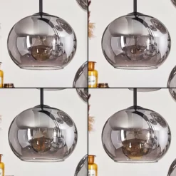 hofstein Suspension - Verre Apedo Fumé, 6 lumières