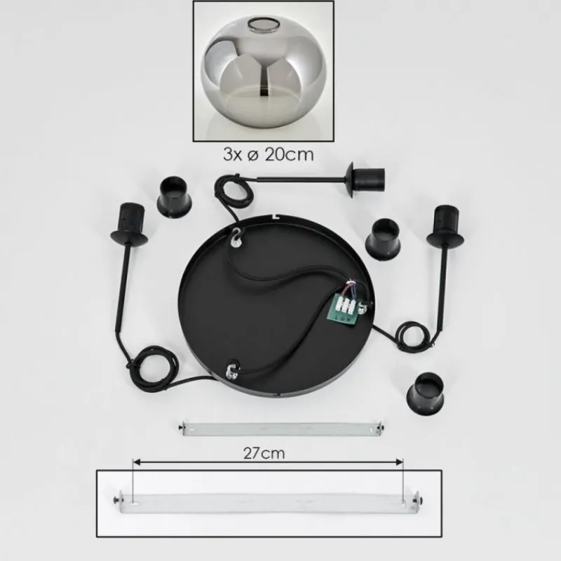 hofstein Suspension - Verre Apedo Fumé, 3 lumières