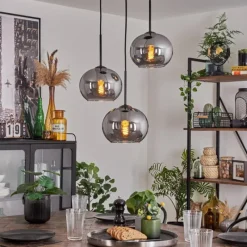 hofstein Suspension - Verre Apedo Fumé, 3 lumières