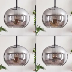 hofstein Suspension - Verre Apedo Fumé, 3 lumières