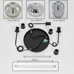 hofstein Suspension - Verre Apedo Fumé, 3 lumières