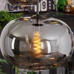 hofstein Suspension - Verre Apedo Fumé, 3 lumières