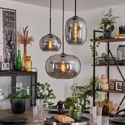 hofstein Suspension - Verre Apedo Fumé, 3 lumières