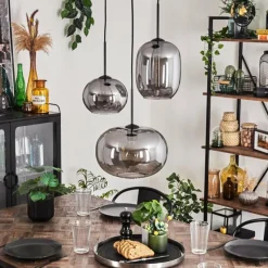 hofstein Suspension - Verre Apedo Fumé, 3 lumières