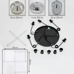 hofstein Suspension - Verre Apedo Fumé, 5 lumières
