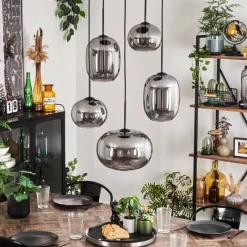 hofstein Suspension - Verre Apedo Fumé, 5 lumières