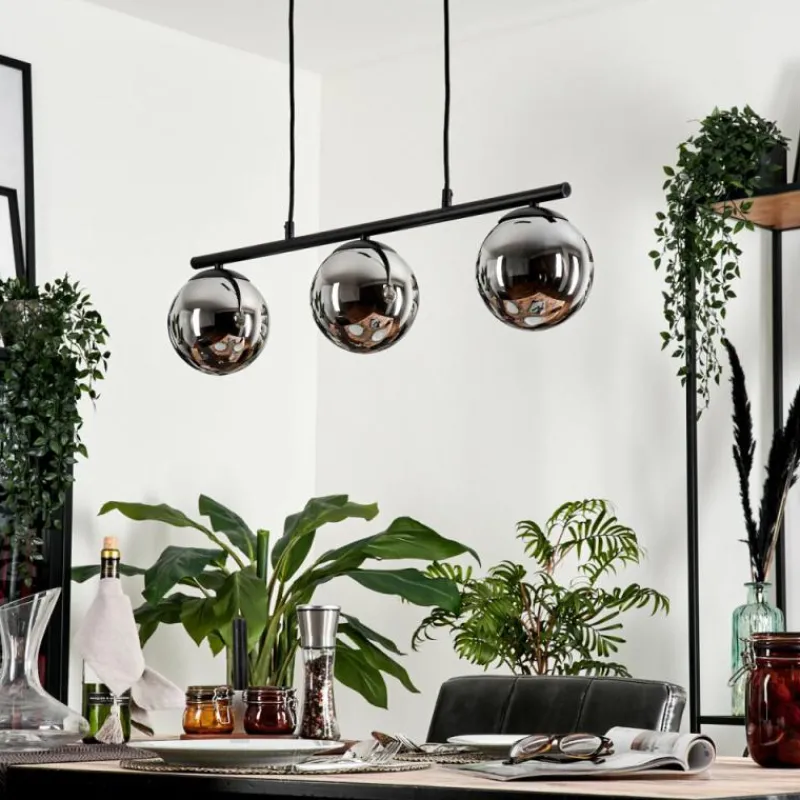hofstein Suspension - Verre Gastor Chrome, Fumé, 3 lumières