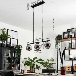 hofstein Suspension - Verre Gastor Chrome, Fumé, 3 lumières