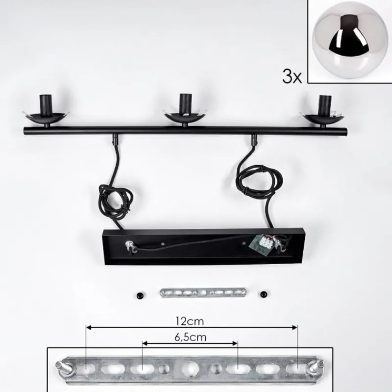 hofstein Suspension - Verre Gastor Chrome, Fumé, 3 lumières