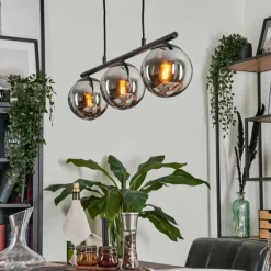 hofstein Suspension - Verre Gastor Chrome, Fumé, 3 lumières
