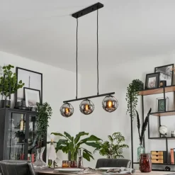 hofstein Suspension - Verre Gastor Chrome, Fumé, 3 lumières