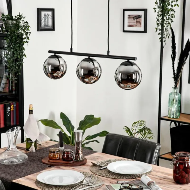 hofstein Suspension - Verre Gastor Chrome, Fumé, 3 lumières