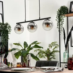 hofstein Suspension - Verre Gastor Chrome, Clair, Fumé, 3 lumières