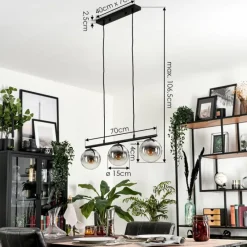 hofstein Suspension - Verre Gastor Chrome, Clair, Fumé, 3 lumières