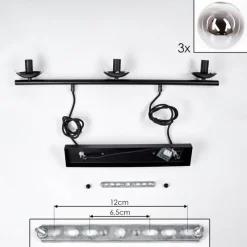 hofstein Suspension - Verre Gastor Chrome, Clair, Fumé, 3 lumières