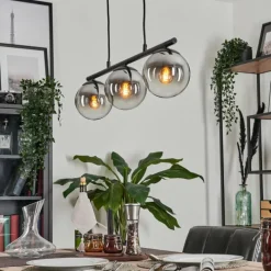 hofstein Suspension - Verre Gastor Chrome, Clair, Fumé, 3 lumières