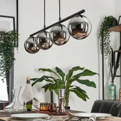 hofstein Suspension - Verre Gastor Chrome, Fumé, 4 lumières