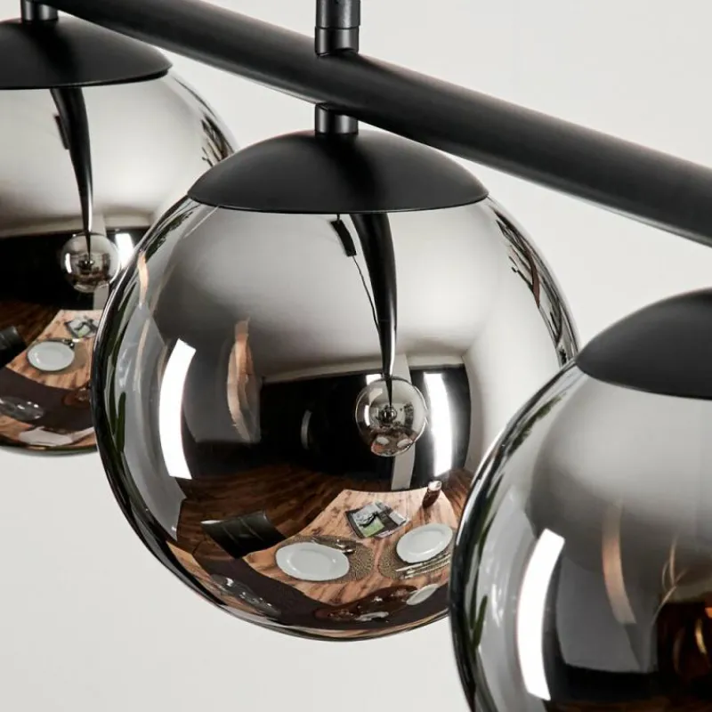 hofstein Suspension - Verre Gastor Chrome, Fumé, 4 lumières