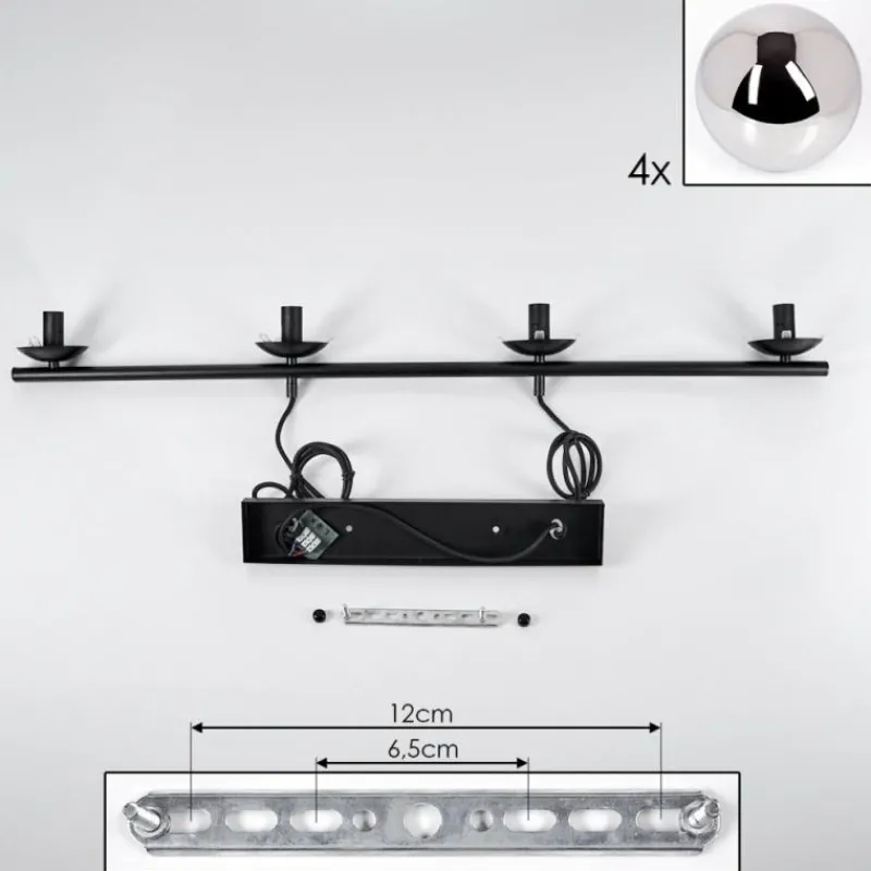 hofstein Suspension - Verre Gastor Chrome, Fumé, 4 lumières
