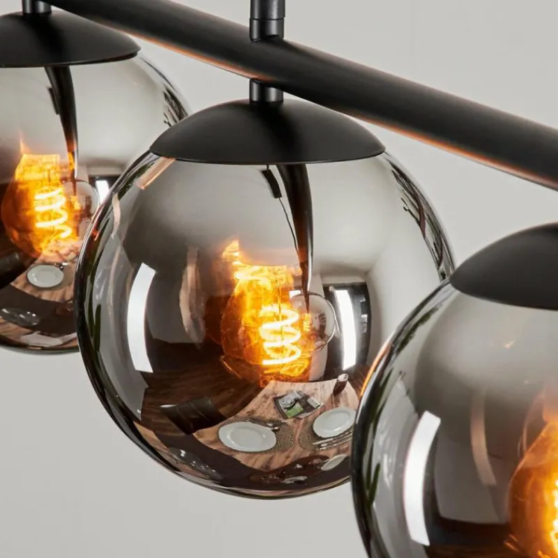 hofstein Suspension - Verre Gastor Chrome, Fumé, 4 lumières