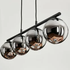 hofstein Suspension - Verre Gastor Chrome, Fumé, 4 lumières