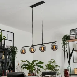 hofstein Suspension - Verre Gastor Chrome, Fumé, 4 lumières
