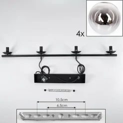 hofstein Suspension - Verre Gastor Chrome, Clair, Fumé, 4 lumières