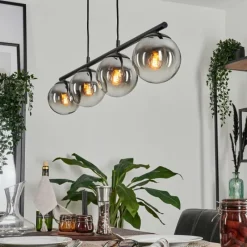 hofstein Suspension - Verre Gastor Chrome, Clair, Fumé, 4 lumières