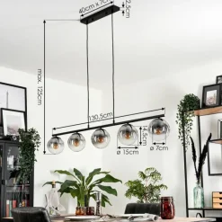 hofstein Suspension - Verre Gastor Clair, Fumé, 5 lumières