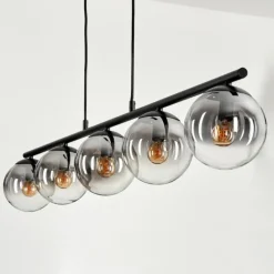 hofstein Suspension - Verre Gastor Clair, Fumé, 5 lumières