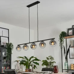 hofstein Suspension - Verre Gastor Clair, Fumé, 5 lumières