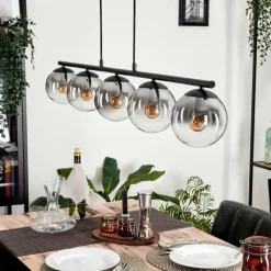 hofstein Suspension - Verre Gastor Clair, Fumé, 5 lumières