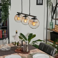 hofstein Suspension - Verre Gastor Ambre, Clair, 3 lumières