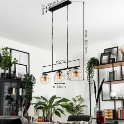hofstein Suspension - Verre Gastor Ambre, Clair, 3 lumières