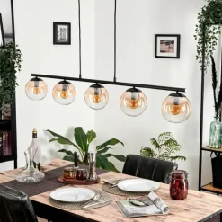 hofstein Suspension - Verre Gastor Ambre, Clair, 5 lumières