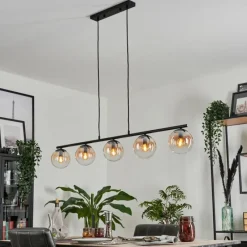 hofstein Suspension - Verre Gastor Ambre, Clair, 5 lumières