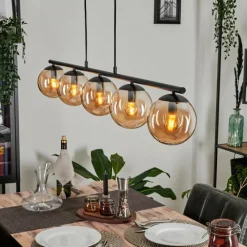 hofstein Suspension - Verre Gastor Ambre, 5 lumières