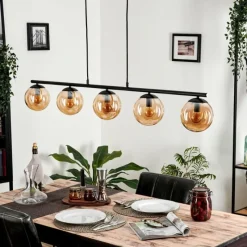 hofstein Suspension - Verre Gastor Ambre, 5 lumières