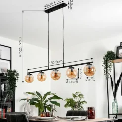 hofstein Suspension - Verre Gastor Ambre, 5 lumières