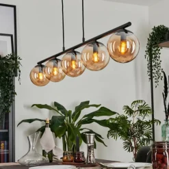 hofstein Suspension - Verre Gastor Ambre, 5 lumières