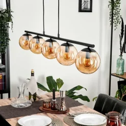 hofstein Suspension - Verre Gastor Ambre, 5 lumières