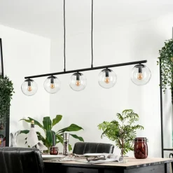 hofstein Suspension - Verre Gastor Clair, 5 lumières