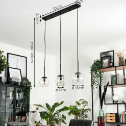 hofstein Suspension - Verre Gastor Clair, 3 lumières