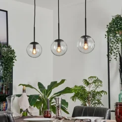 hofstein Suspension - Verre Gastor Clair, 3 lumières