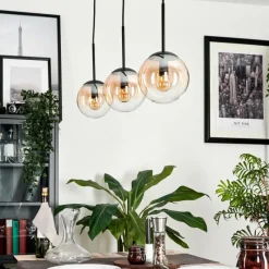 hofstein Suspension - Verre Gastor Ambre, Clair, 3 lumières