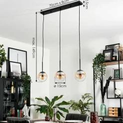 hofstein Suspension - Verre Gastor Ambre, Clair, 3 lumières