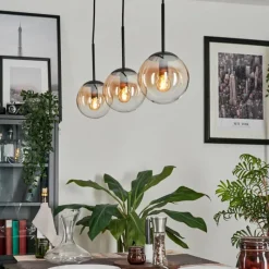 hofstein Suspension - Verre Gastor Ambre, Clair, 3 lumières